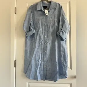Karen Kane | Dresses | Karen Kane 0 Linen Button Down Shirt Dress Blue  Womens Size Xlarge | Poshmark